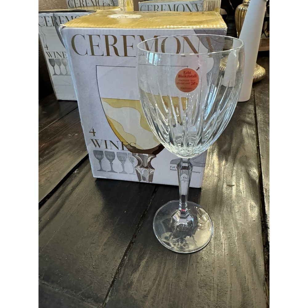 New‎ In Box Crystal Ceremony Echt Bleikristall Wine Glasses Set Of 4 Vintage